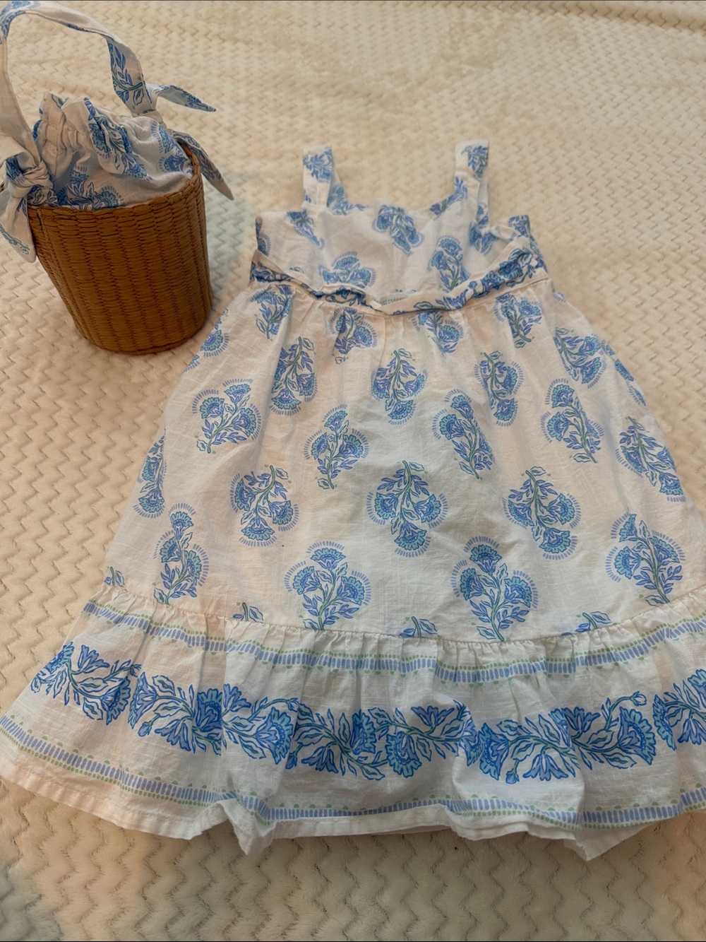 Haute Hippie White and Blue Floral Girls Dress and matching bag